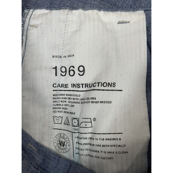 GAP 1969 Skirt Womens size 2 TALL Blue Soft Chambray Pockets Pleated - Picture 7 of 7